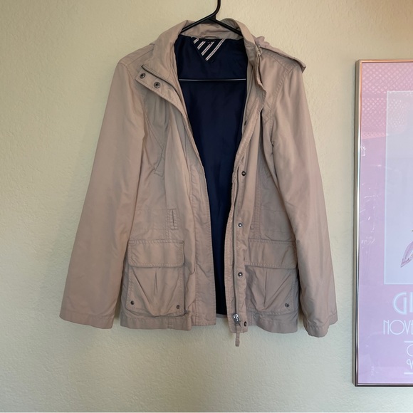 Vantage Y2K Tommy Hilfiger Beige Tan Military Army Jacket - Picture 3 of 10